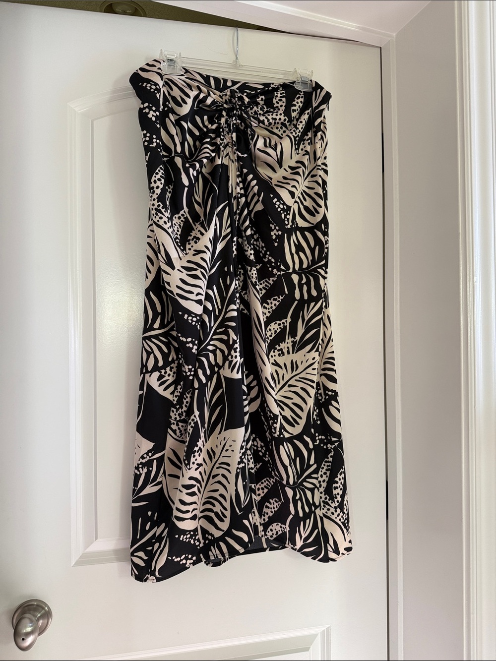 Future Collective Alani Noelle Black and Cream Satin Midi Skirt